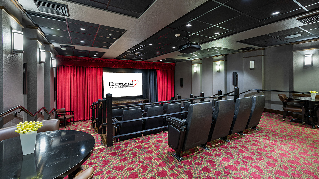 The theater room at Heatherwood