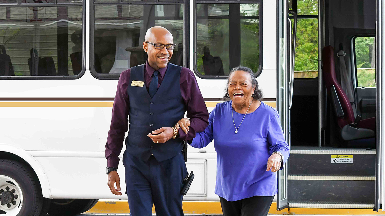 The Heatherwood community bus providing resident transportation