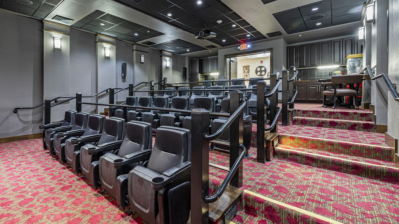 The theater room at Heatherwood