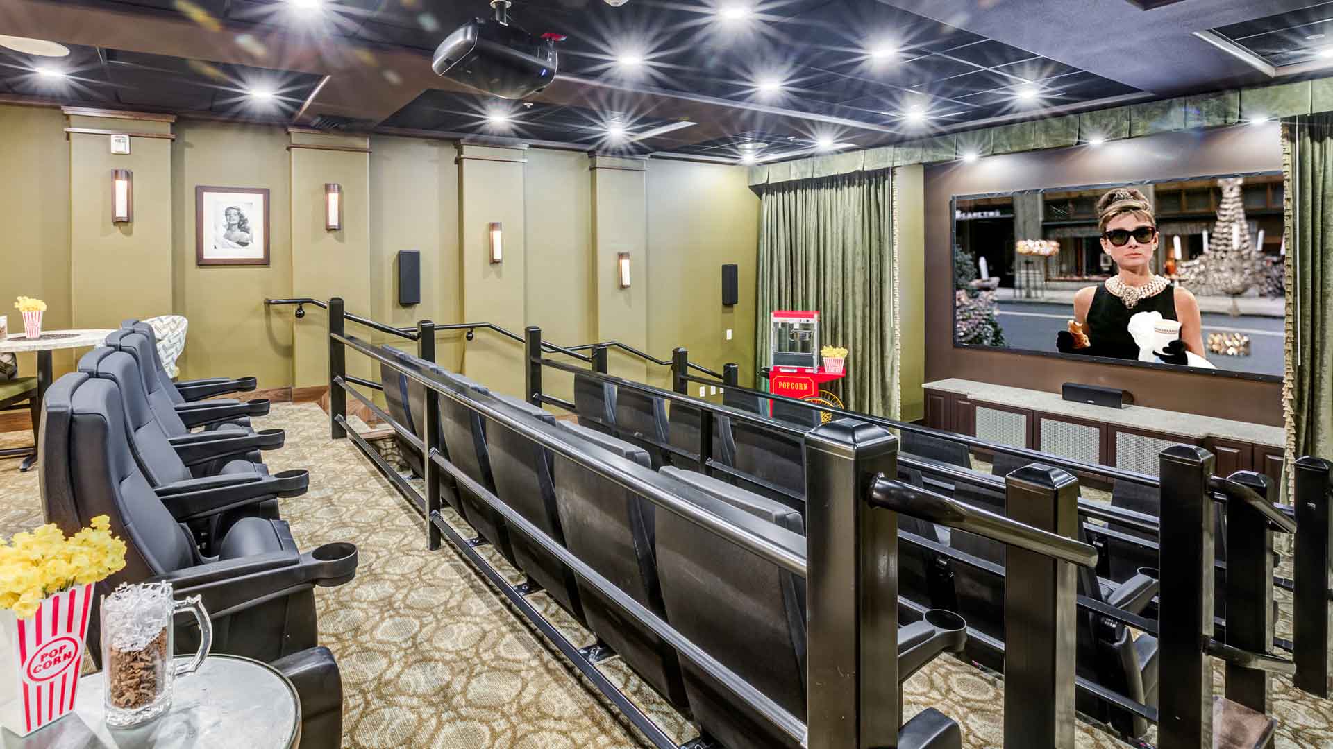 The theater room at Heatherwood